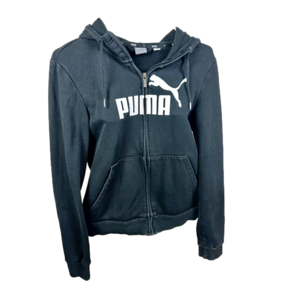 Puma Sweaters - Black zip-up PUMA hoodie size M